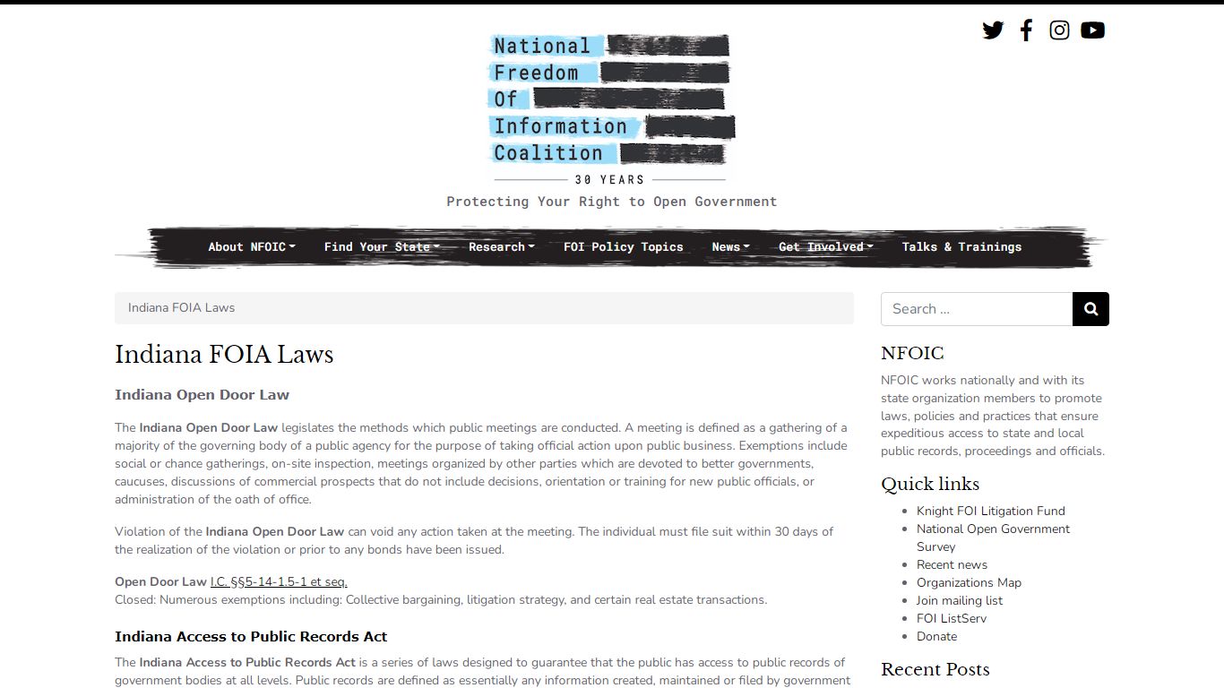 Indiana FOIA Laws – National Freedom of Information Coalition